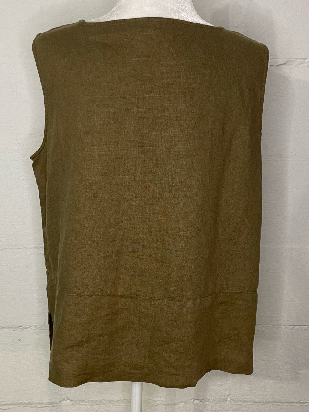 Smith & Hawken Olive Square-Neck Linen Tank Top - Picture 3 of 4